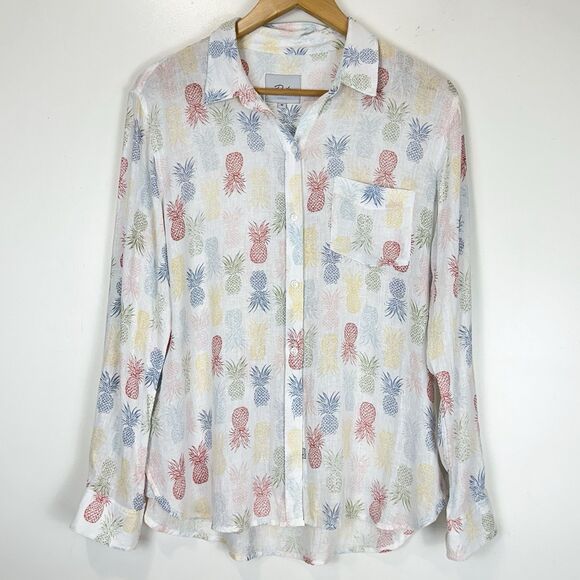 Rails Linen Shirt Size M Charli Rainbow Pinas Pineapple Print Coastal Vacation - Picture 2 of 12